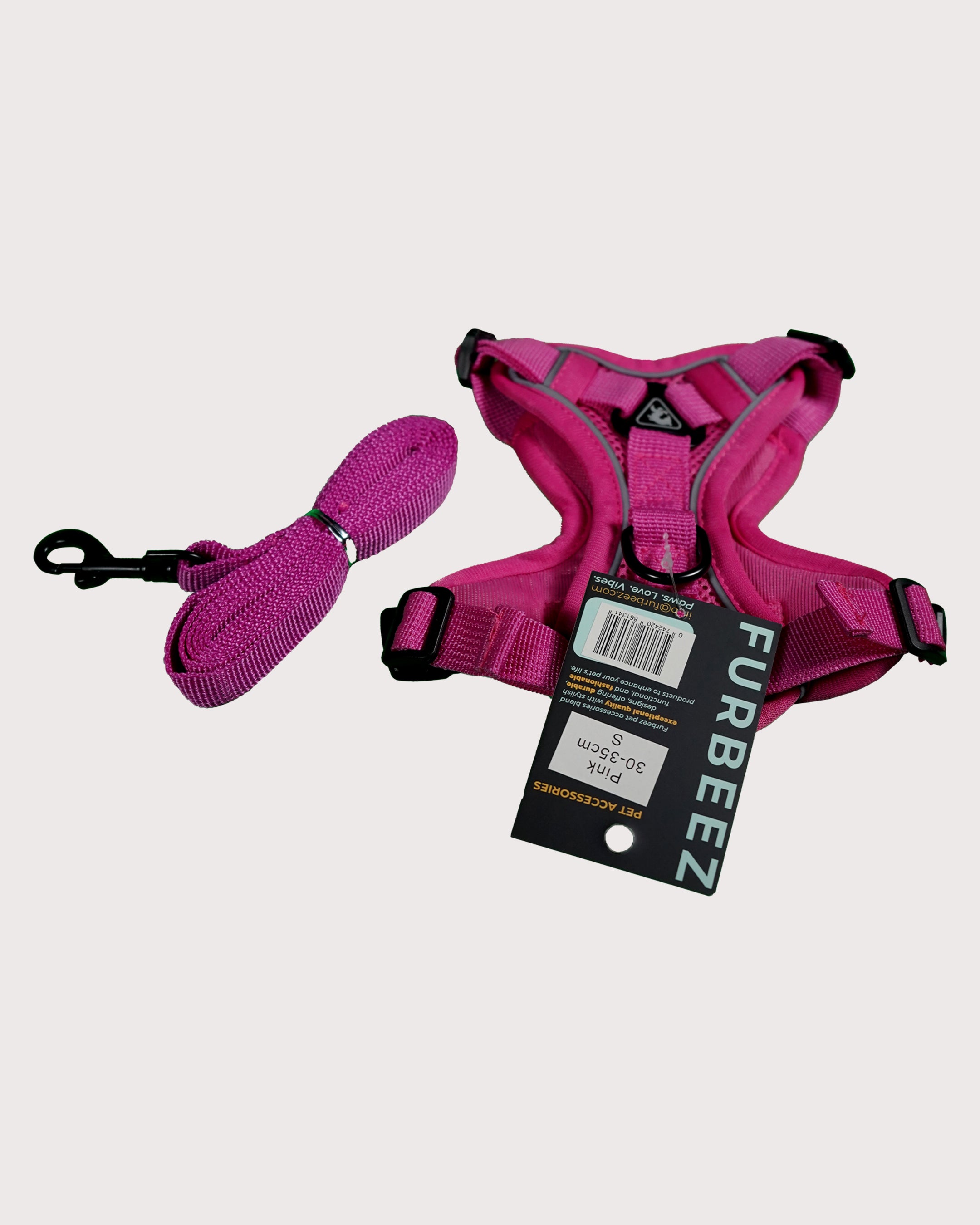 Furbeez Pet Accessories : Dog Harness Pink/Small