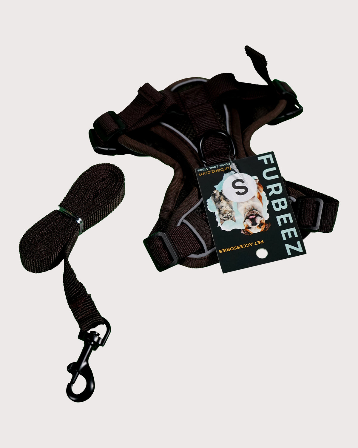 Furbeez Pet Accessories : Dog Harness Brown/Small