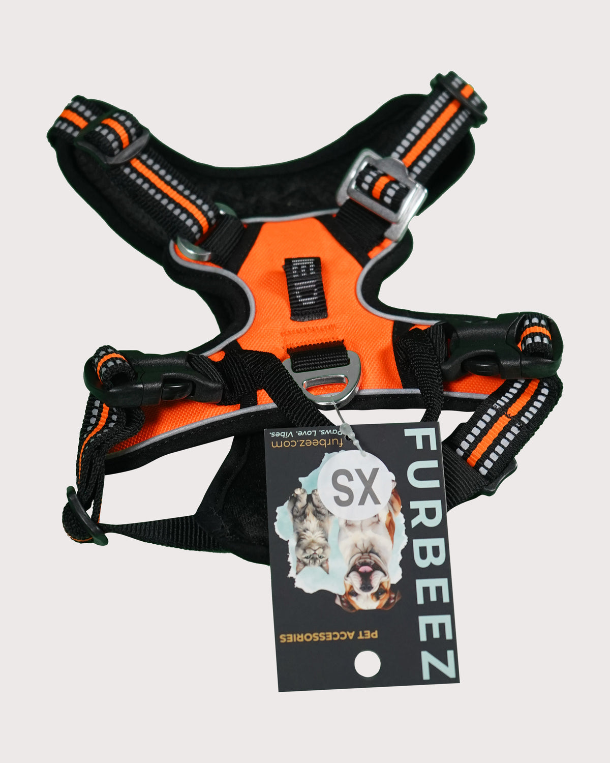 Furbeez Pet Accessories : Dog Harness Orange/Xs
