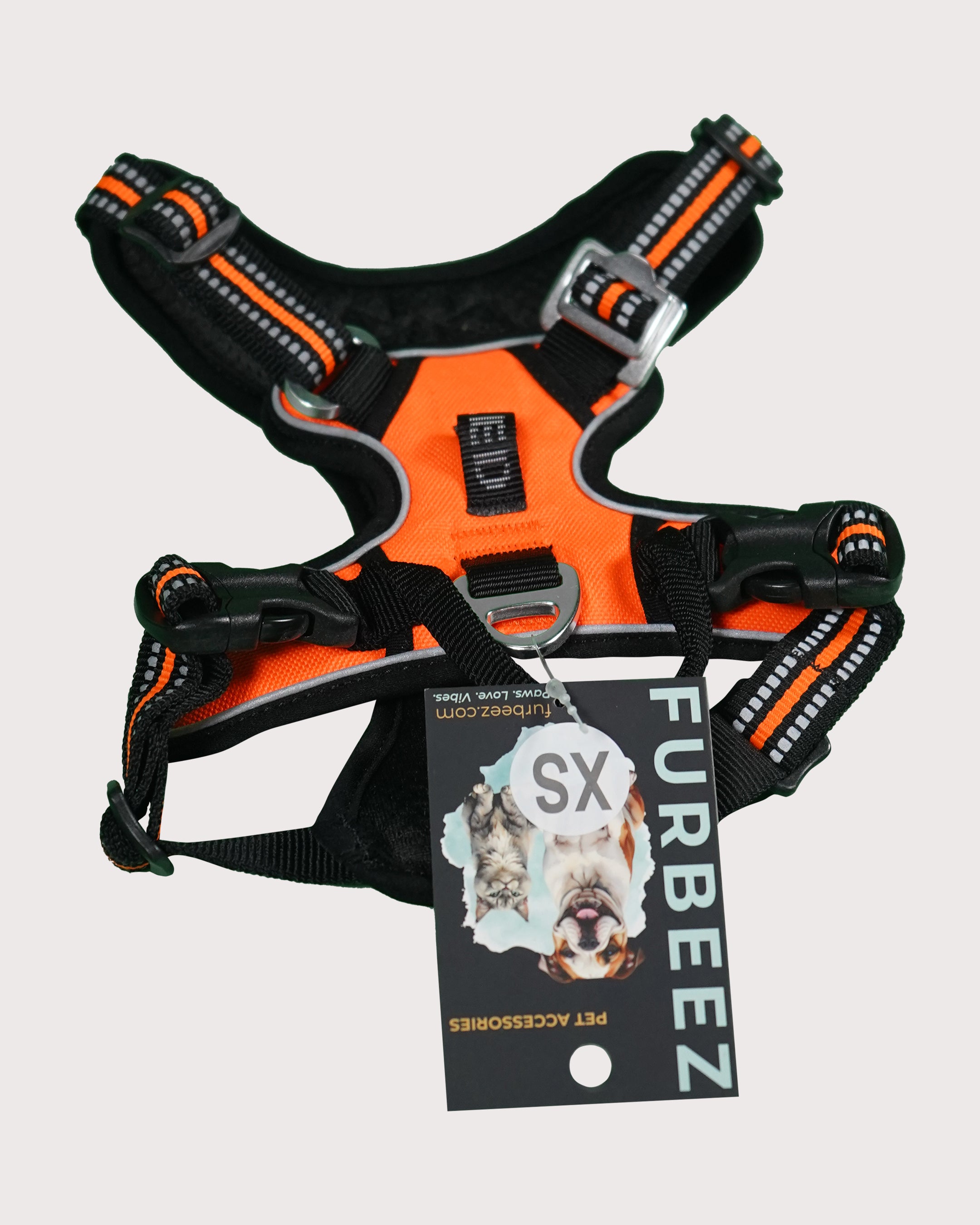 Furbeez Pet Accessories : Dog Harness Orange/Xs