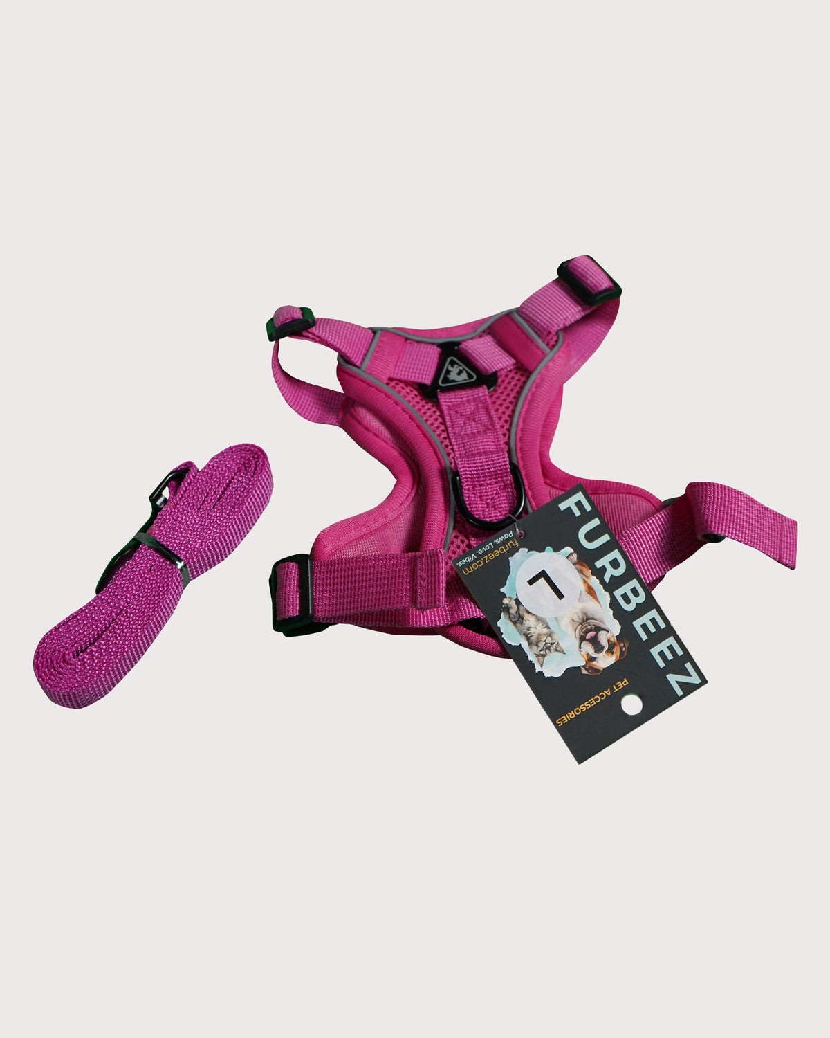 Furbeez Pet Accessories : Dog Harness Pink/Large