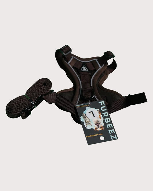 Furbeez Pet Accessories : Dog Harness Brown/Large