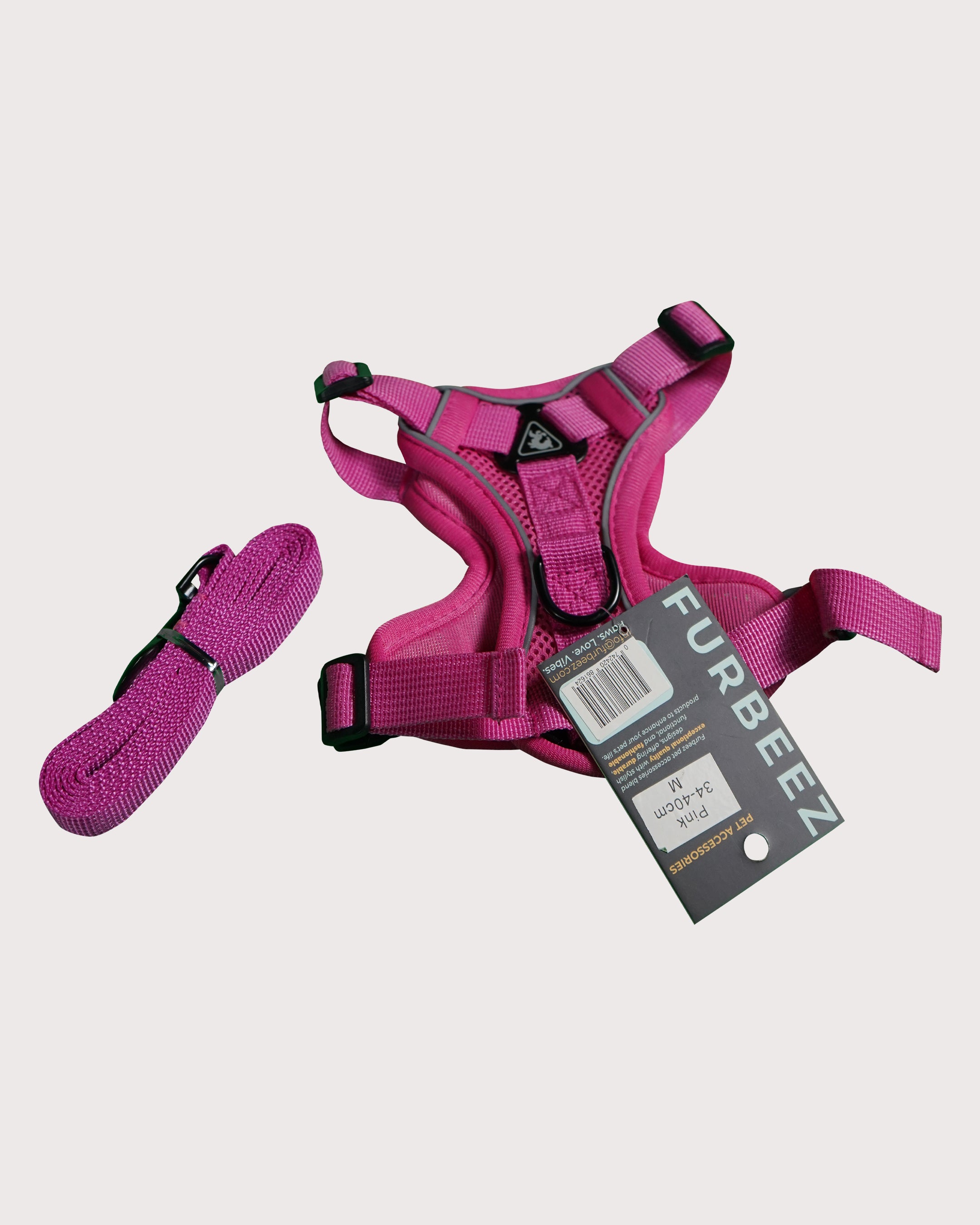 Furbeez Pet Accessories : Dog Harness Pink/Medium