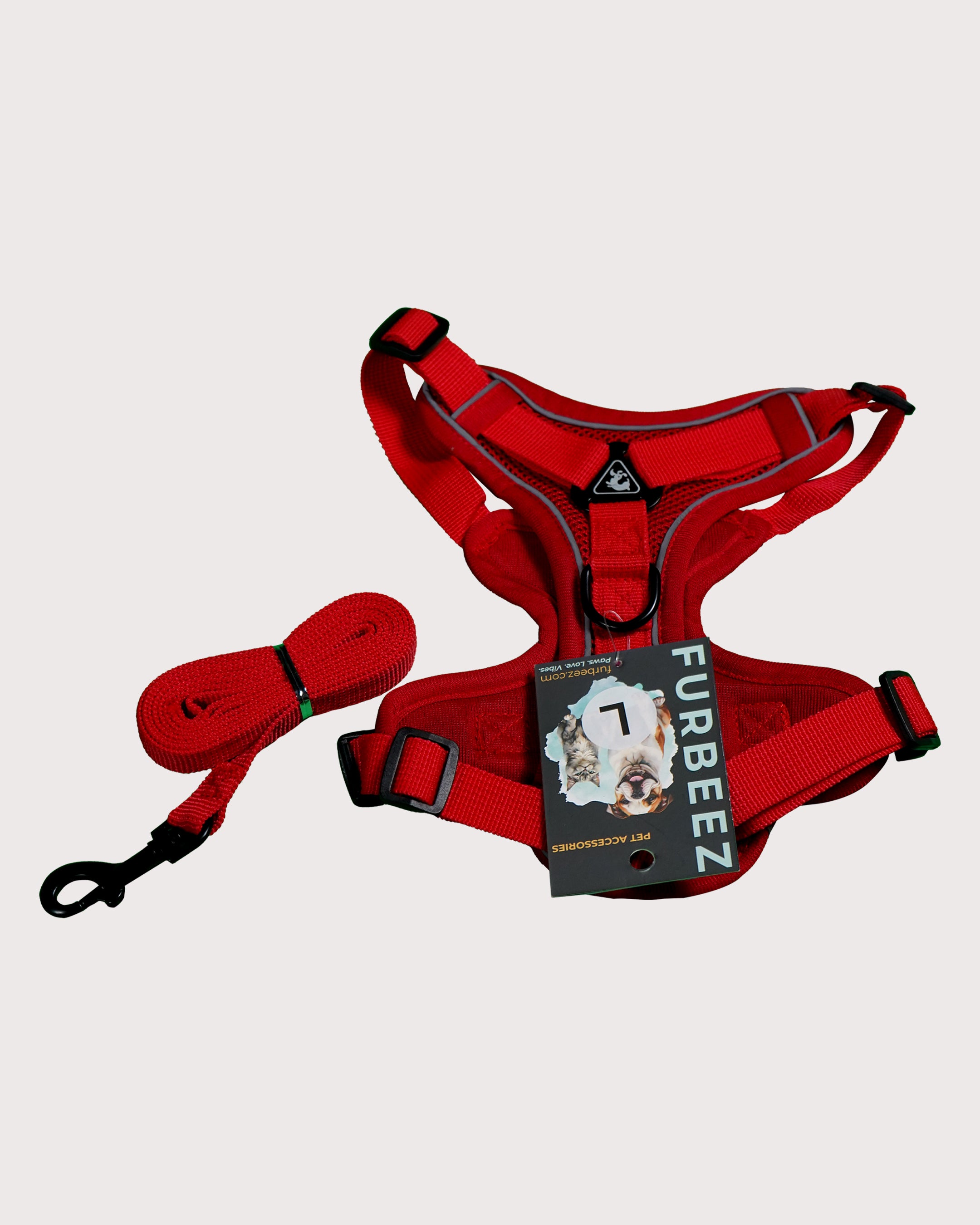 Furbeez Pet Accessories : Dog Harness Red/Large