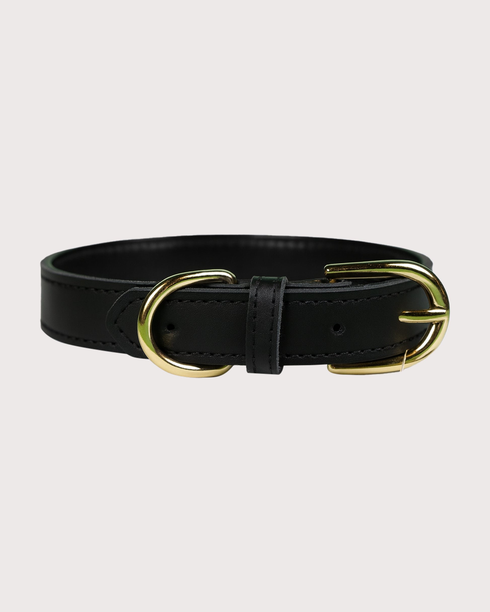 Furbeez Pet Accessories : Black Leather Classic Soft Dog Collar Collar Small
