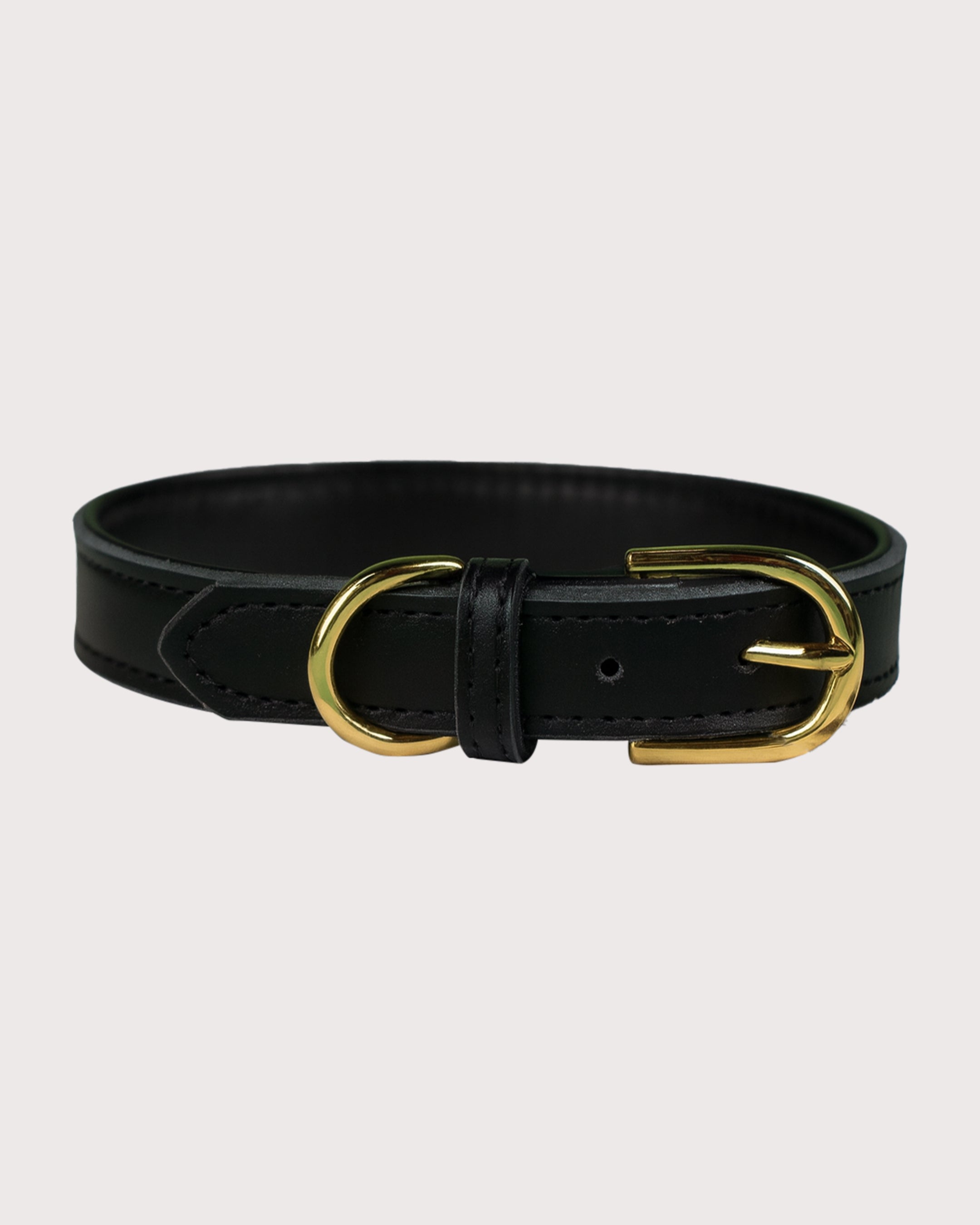 Furbeez Pet Accessories : Black Leather Classic Soft Dog Collar Collar Medium