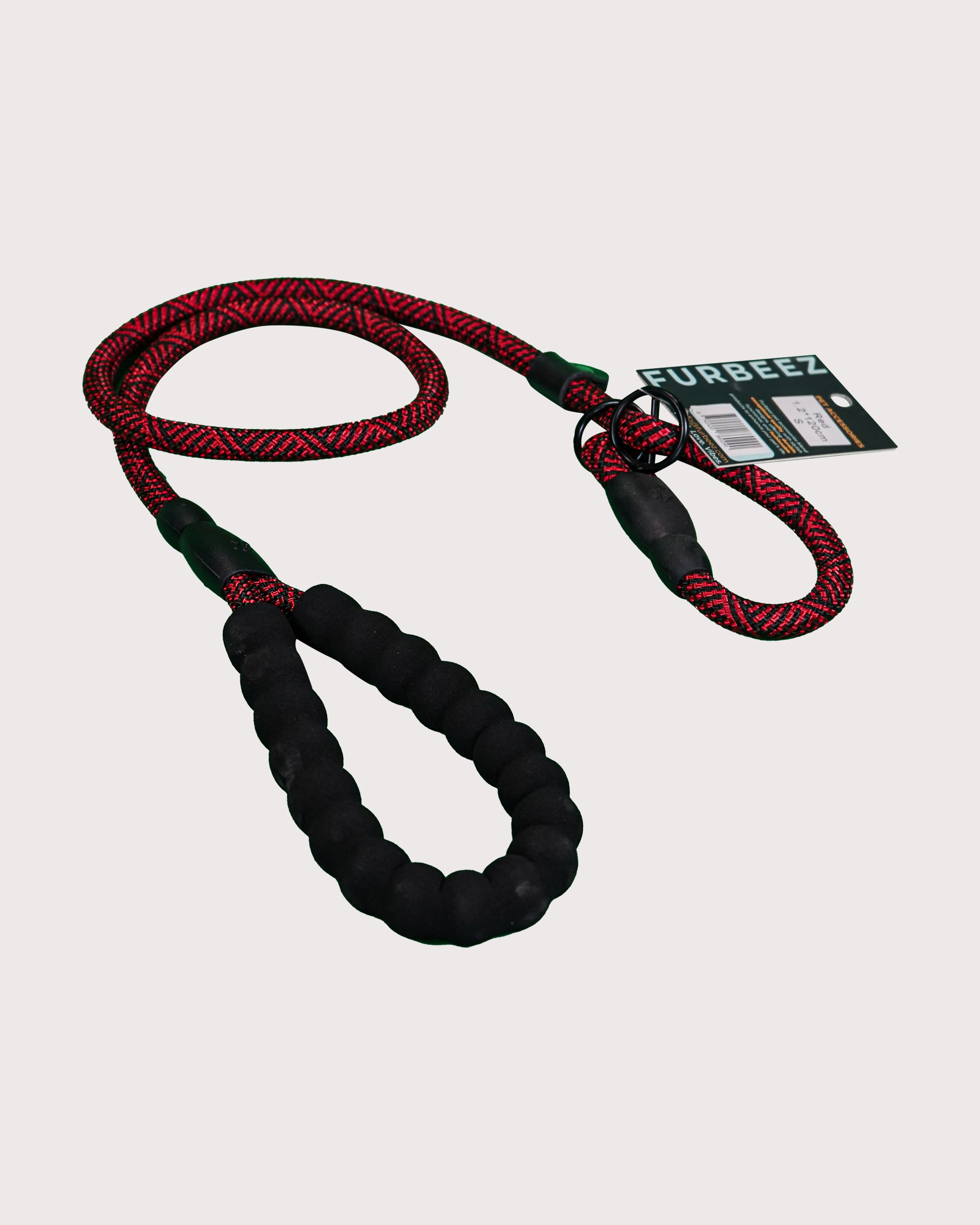 Furbeez Pet Accessories : Braided Dog Leash Red/Small