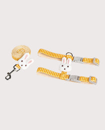 Furbeez Pet Accessories : Yellow Bunny Harness & Leash Set L