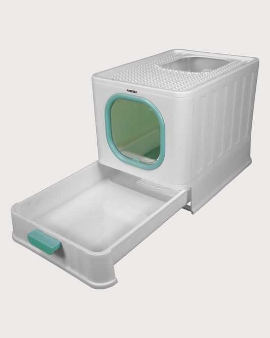 Furbeez Pet Accessories : Cat Litter Box Lid, Drawer Type Green