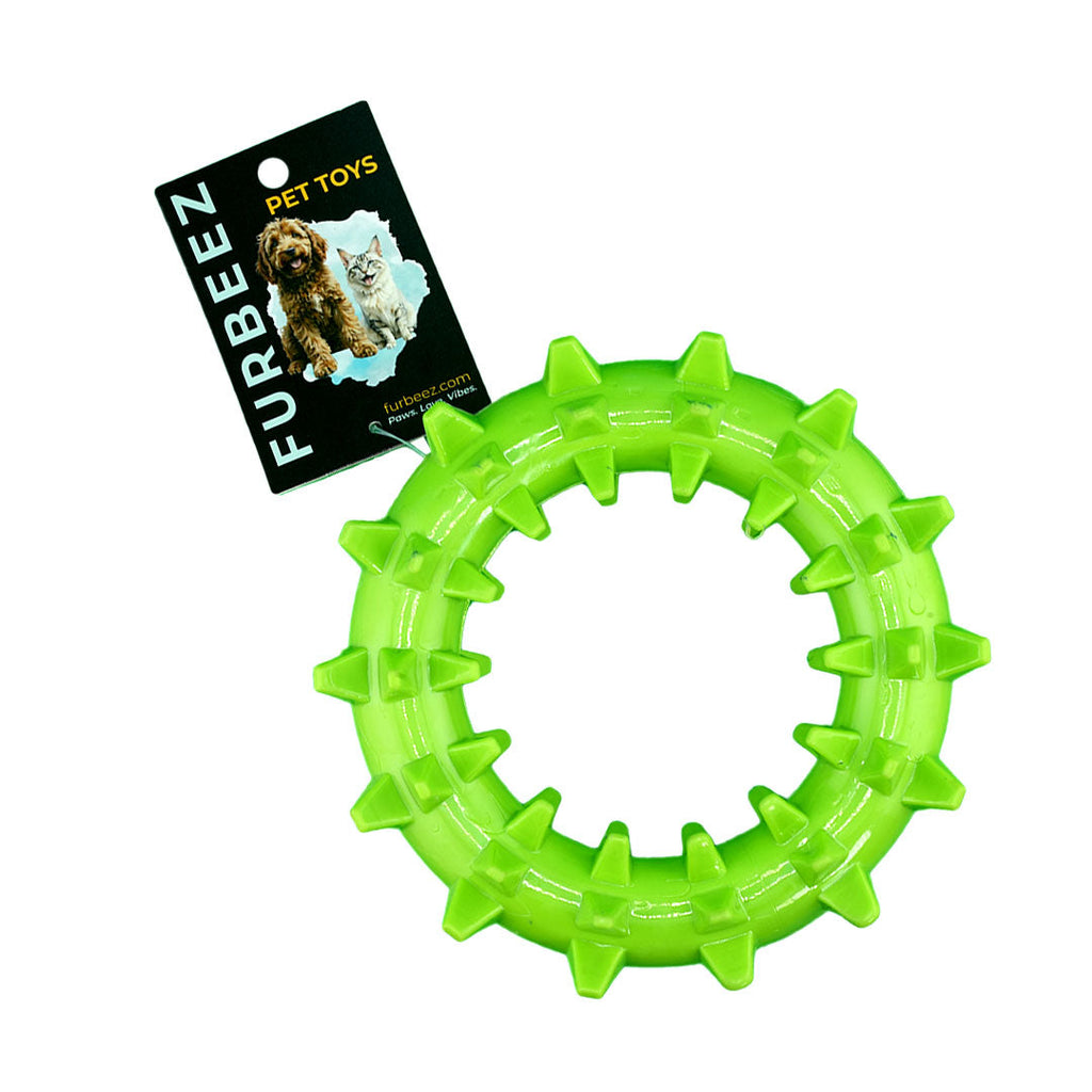 Furbeez Dog Toy : Green Teeth cleaning ring Furbeez