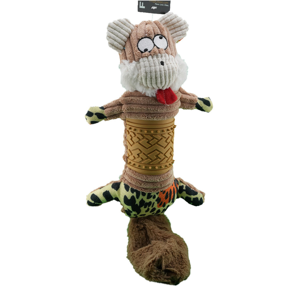 Furbeez Dog Toy: Beige Squeaky Peaver Toy Furbeez