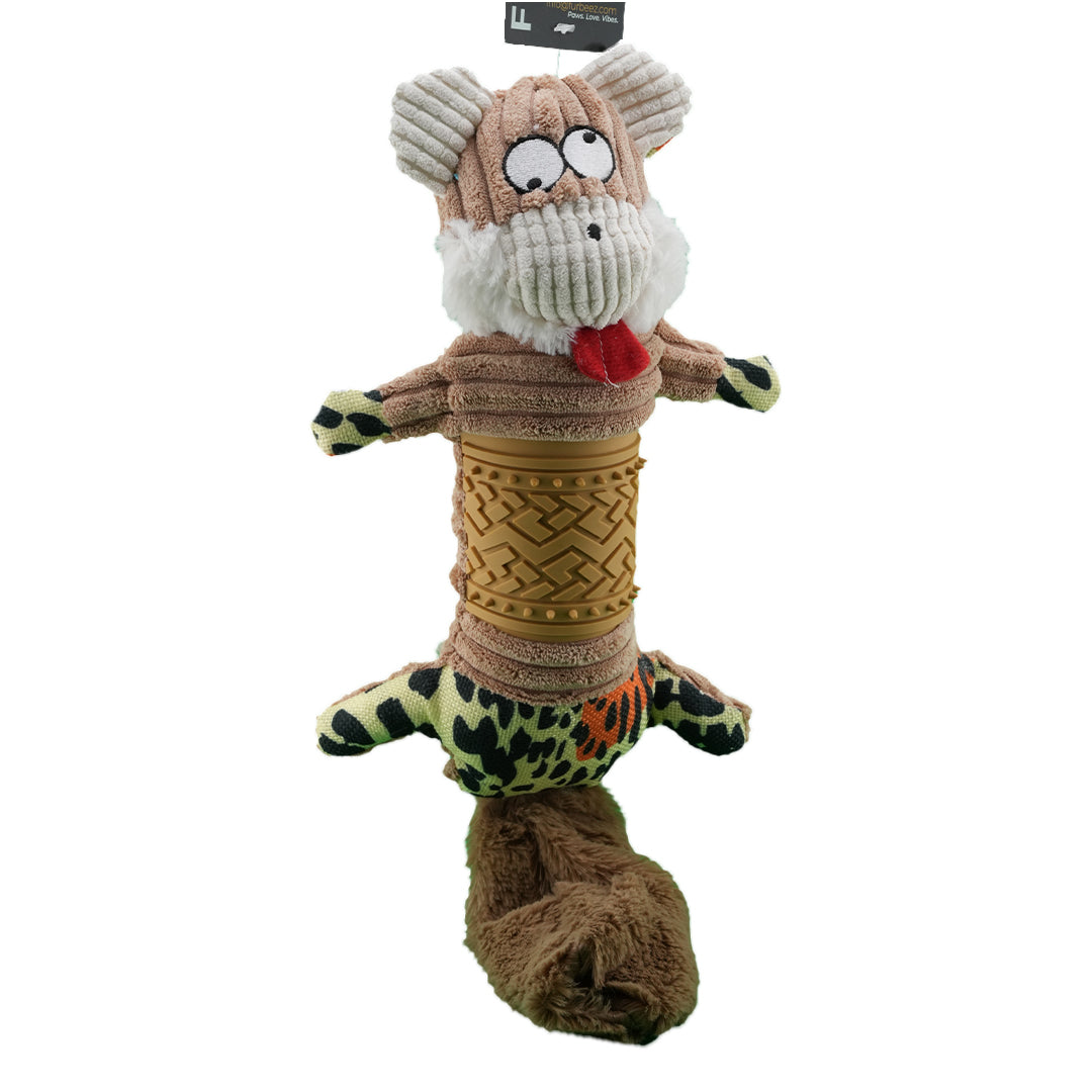 Furbeez Dog Toy: Beige Squeaky Peaver Toy Furbeez