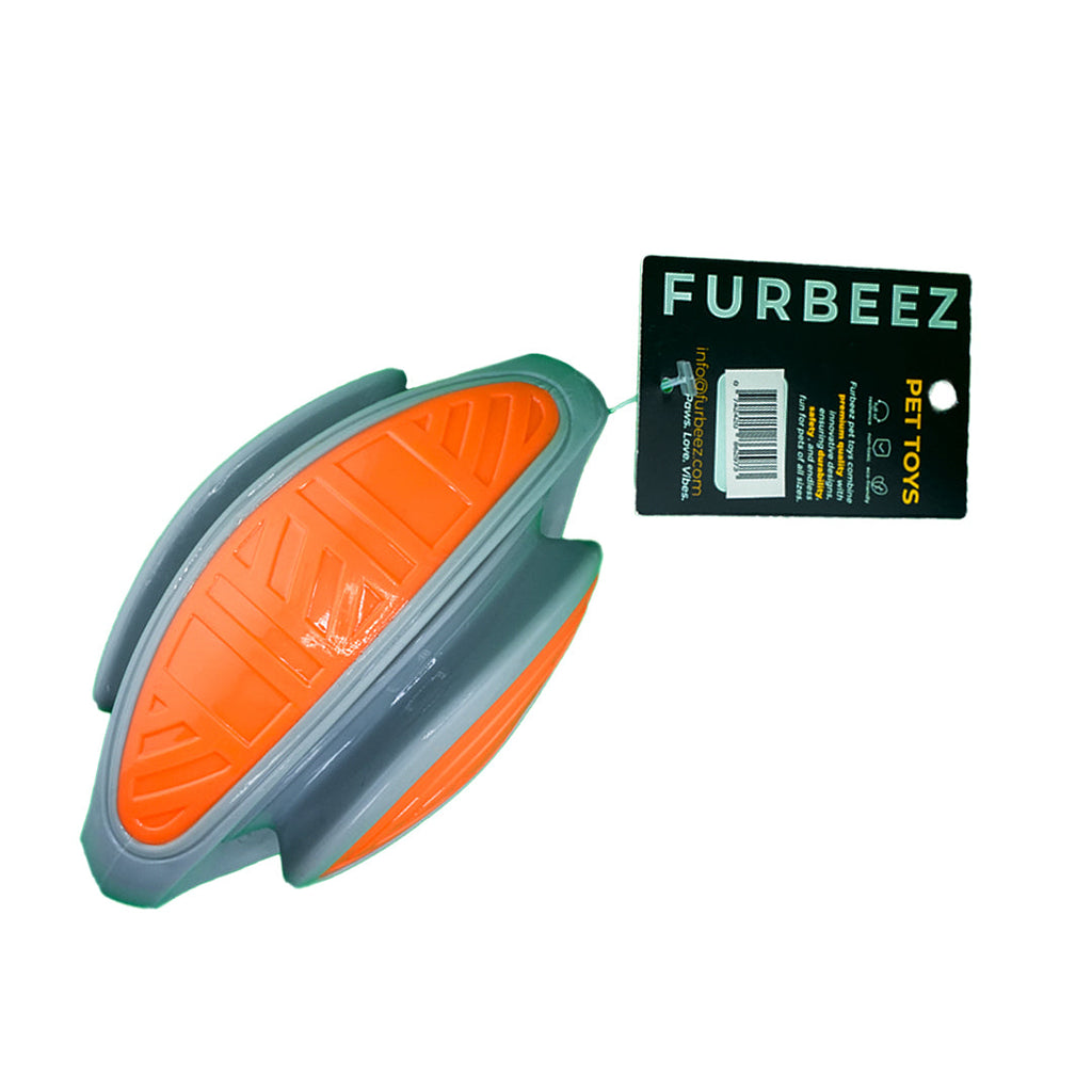 Furbeez Dog Toy : Gray/Orange American football Furbeez