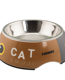 Furbeez Pet Accessories : Pet Water/Food Bowl cat emoji Large Furbeez