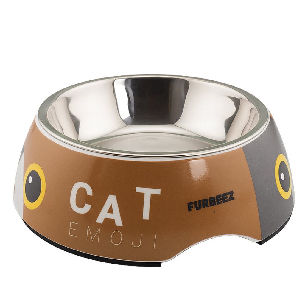 Furbeez Pet Accessories : Pet Water/Food Bowl cat emoji Large Furbeez