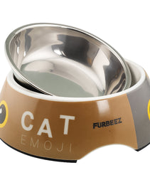 Furbeez Pet Accessories : Pet Water/Food Bowl cat emoji Large Furbeez