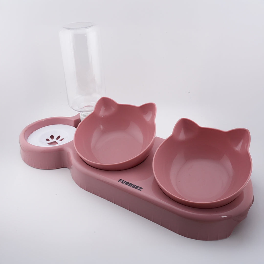 Furbeez Pet Accessories : PetDuo Set Water/Food Bowl Pink Furbeez