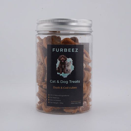 Furbeez Cat & Dog Treats : Duck & Cod Cubes Furbeez