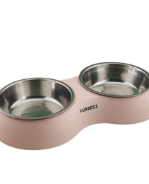 Furbeez Pet Accessories : Dual Pet Bowl /Pink Furbeez