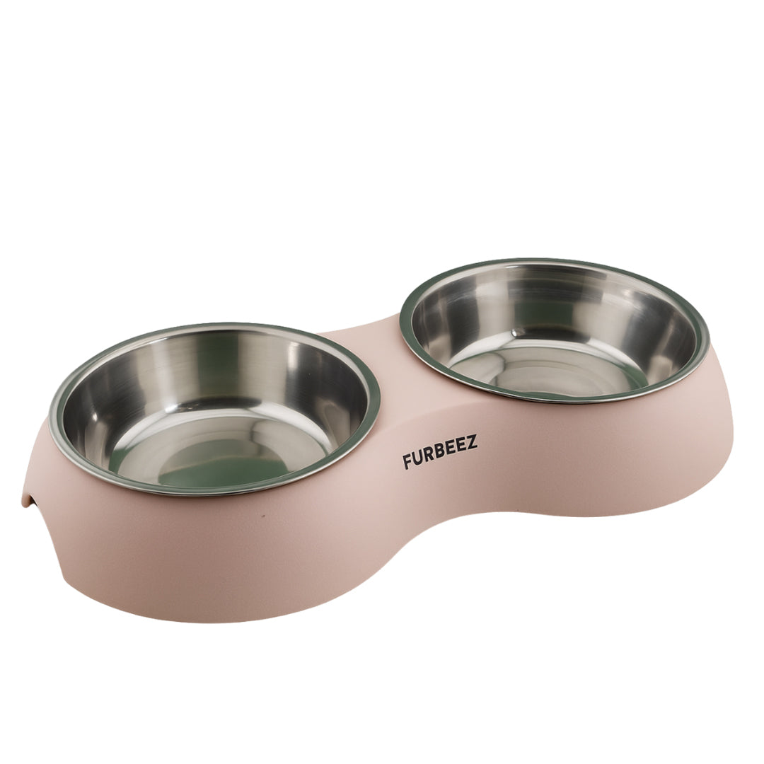 Furbeez Pet Accessories : Dual Pet Bowl /Pink Furbeez