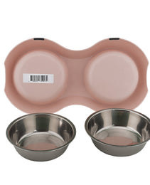 Furbeez Pet Accessories : Dual Pet Bowl /Pink Furbeez