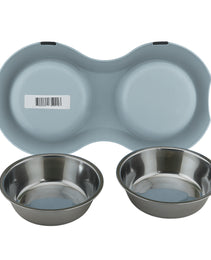 Furbeez Pet Accessories : Dual Pet Bowl/Green