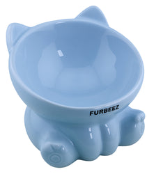 Furbeez Pet Accessories : Ceramic Pet Water/Food Bowl Blue