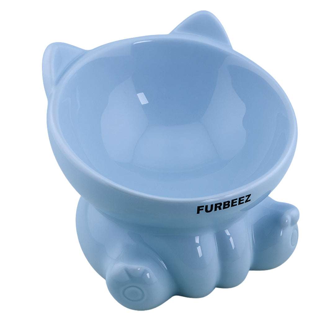 Furbeez Pet Accessories : Ceramic Pet Water/Food Bowl Blue