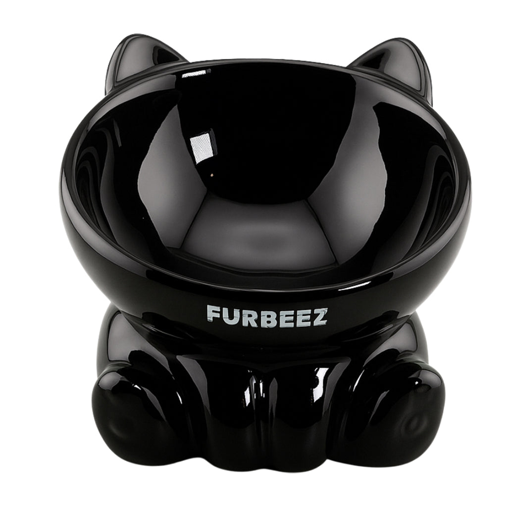 Furbeez Pet Accessories : Ceramic Pet Water/Food Bowl Black