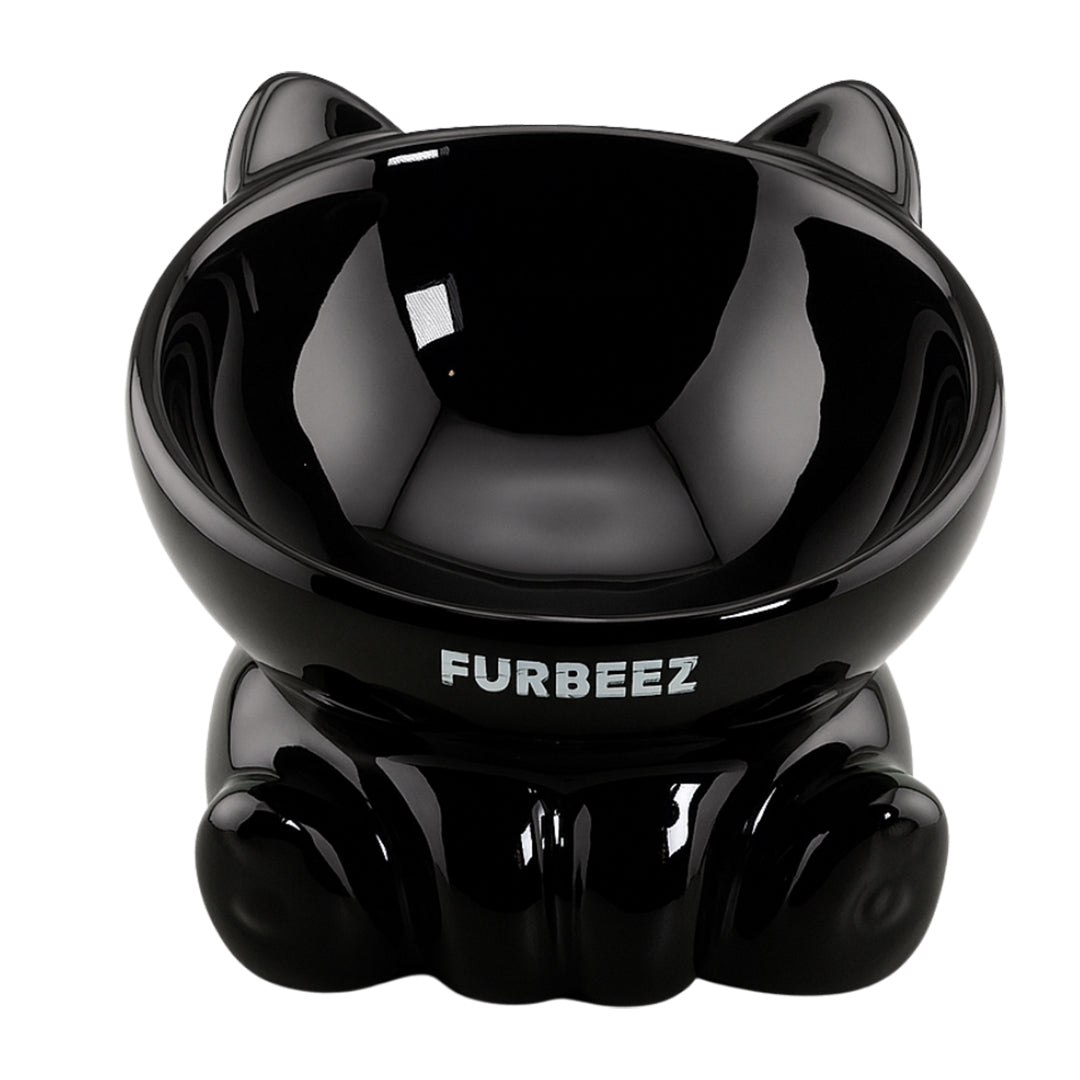 Furbeez Pet Accessories : Ceramic Pet Water/Food Bowl Black
