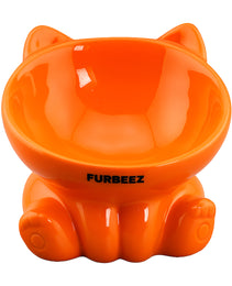Furbeez Pet Accessories : Ceramic Pet Water/Food Bowl Orange