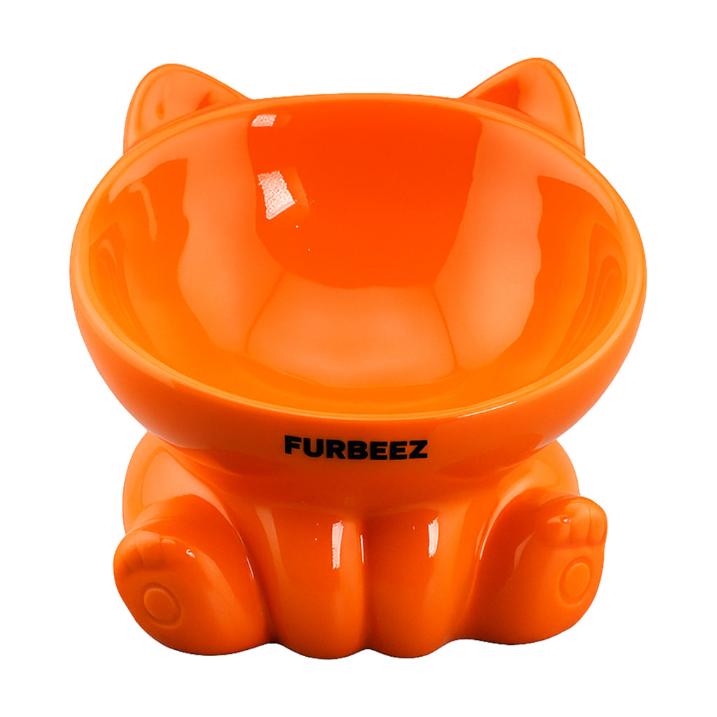 Furbeez Pet Accessories : Ceramic Pet Water/Food Bowl Orange