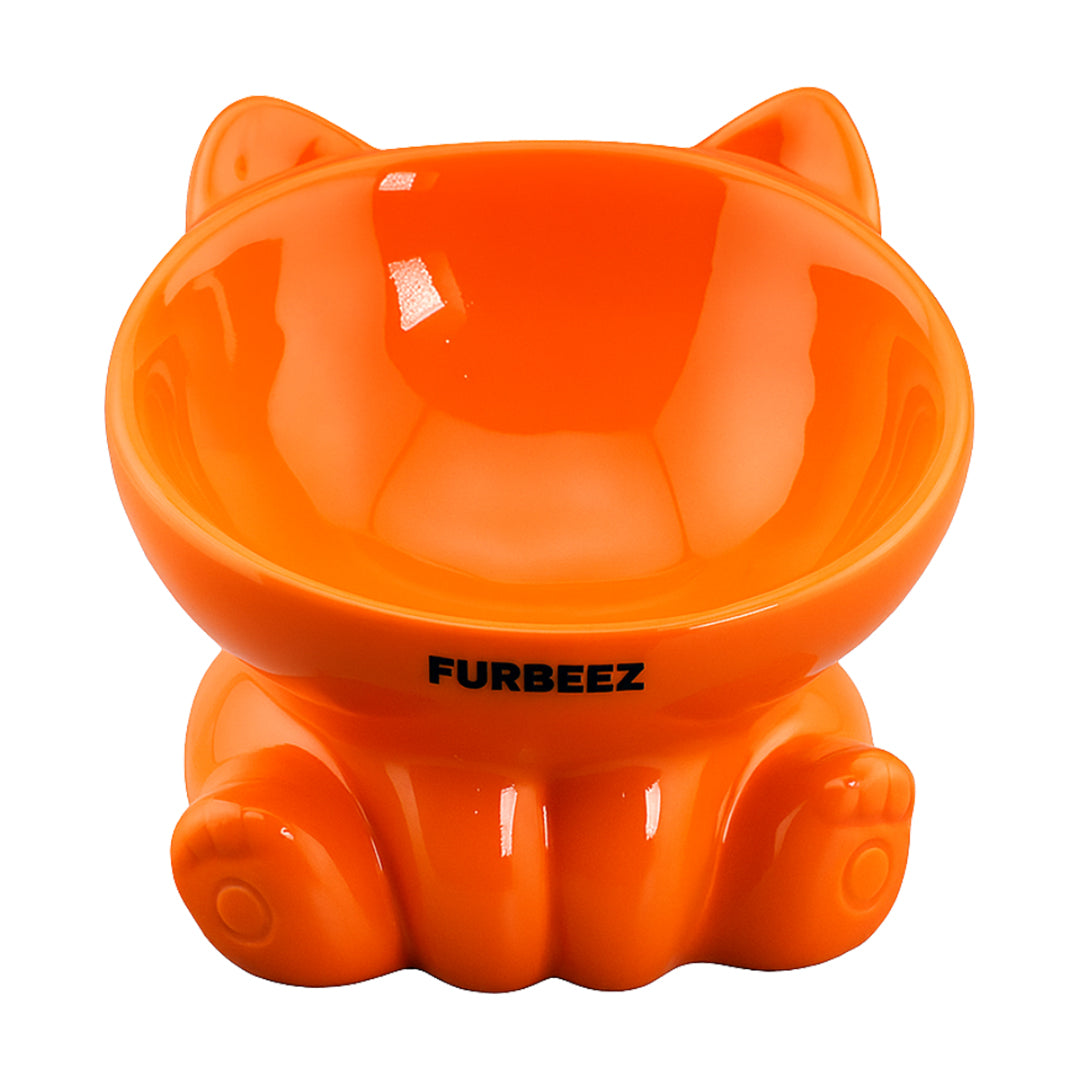 Furbeez Pet Accessories : Ceramic Pet Water/Food Bowl Orange