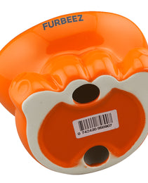 Furbeez Pet Accessories : Ceramic Pet Water/Food Bowl Orange