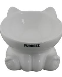 Furbeez Pet Accessories : Ceramic Pet Water/Food Bowl White