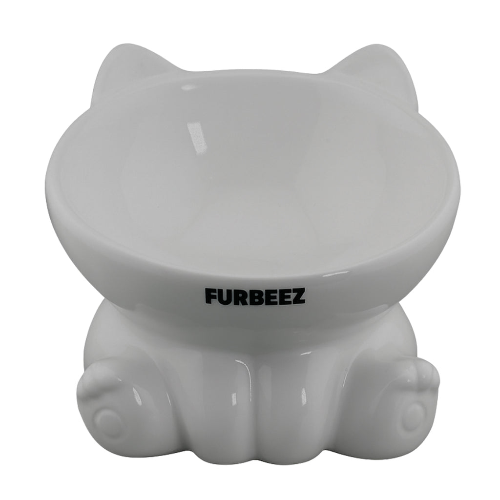 Furbeez Pet Accessories : Ceramic Pet Water/Food Bowl White