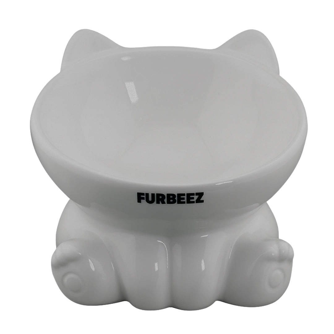 Furbeez Pet Accessories : Ceramic Pet Water/Food Bowl White