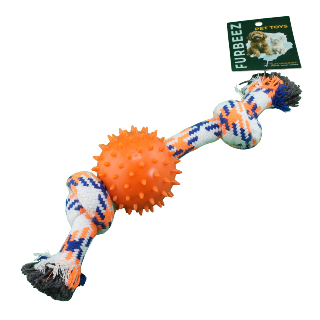 Furbeez Dog Toy : Orange Teeth rope toy