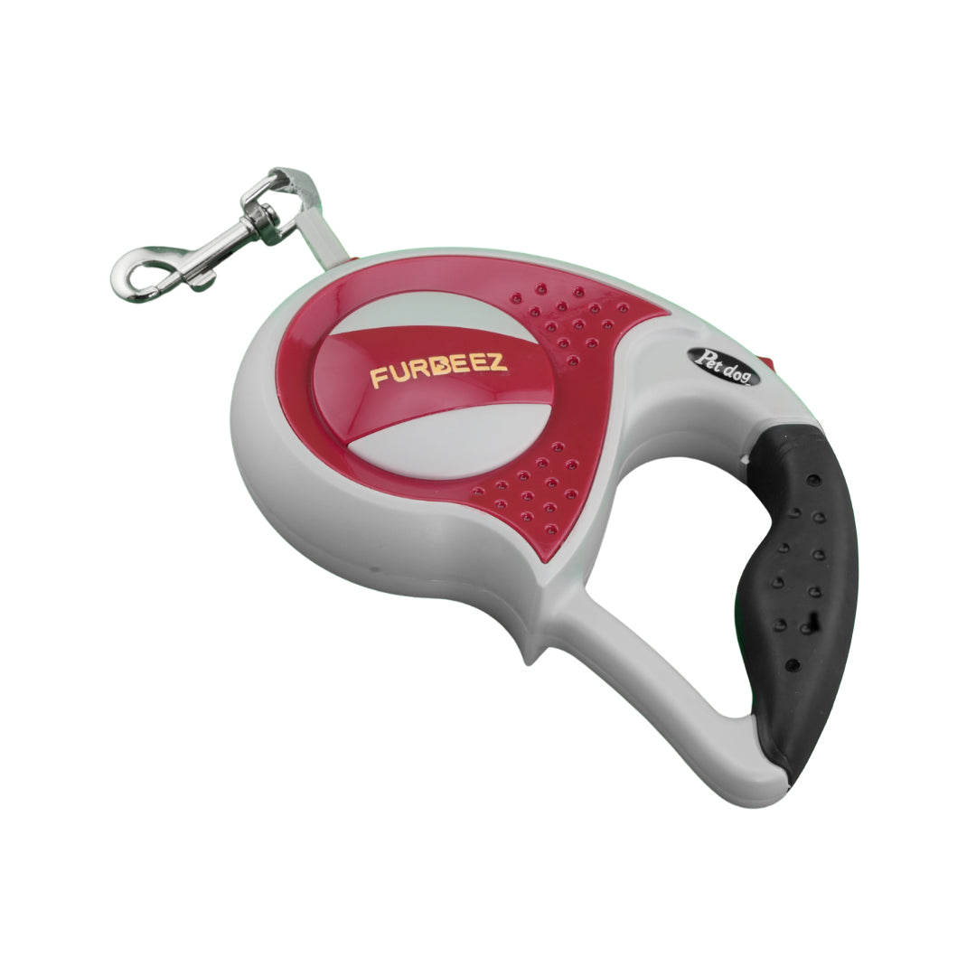 Furbeez Pet Accessories : Retractable leash Gray/Red Medium