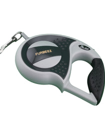 Furbeez Pet Accessories : Retractable leash Gray/Black Large