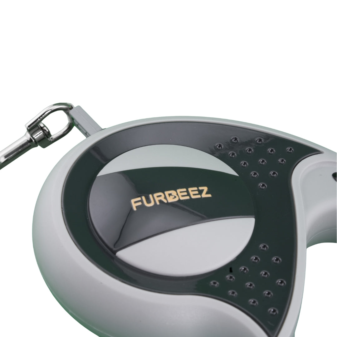 Furbeez Pet Accessories : Retractable leash Gray/Black Large