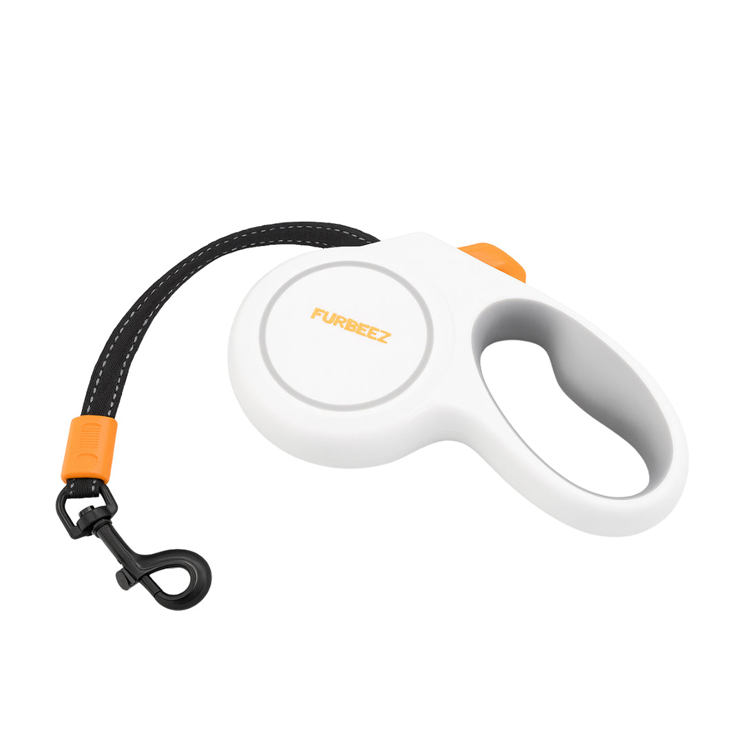 Furbeez Pet Accessories : Retractable leash White/Gray Small