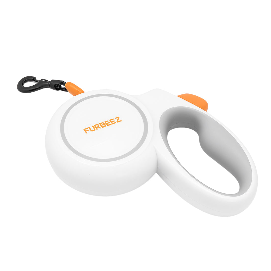 Furbeez Pet Accessories : Retractable leash White/Gray Small