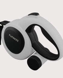 Furbeez Pet Accessories : Retractable leash White/Black Large
