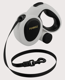 Furbeez Pet Accessories : Retractable leash White/Black Large