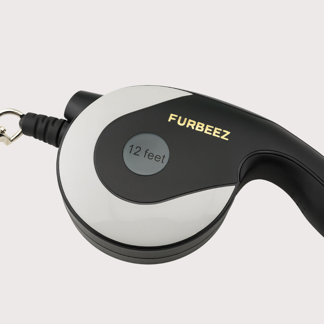 Furbeez Pet Accessories : Retractable leash Black/Gray medium