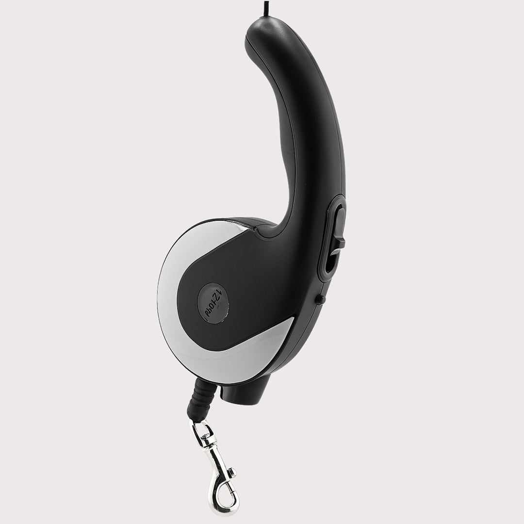 Furbeez Pet Accessories : Retractable leash Black/Gray medium