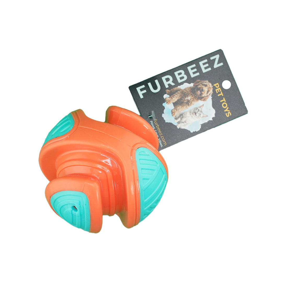 Furbeez Dog Toy : Orange/Gray Ball Medium Furbeez