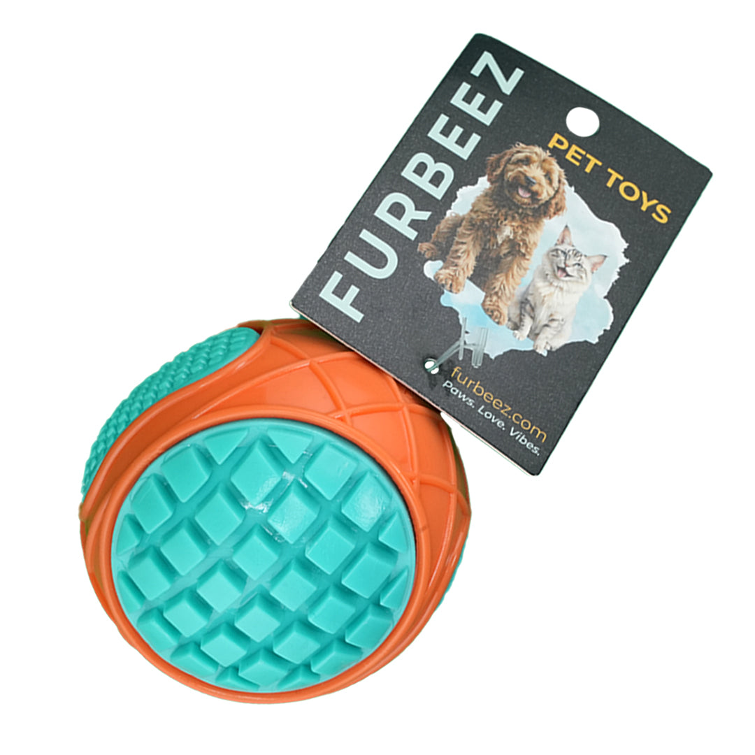 Furbeez Dog Toy : Orange/Green Squeaky tennisball Furbeez