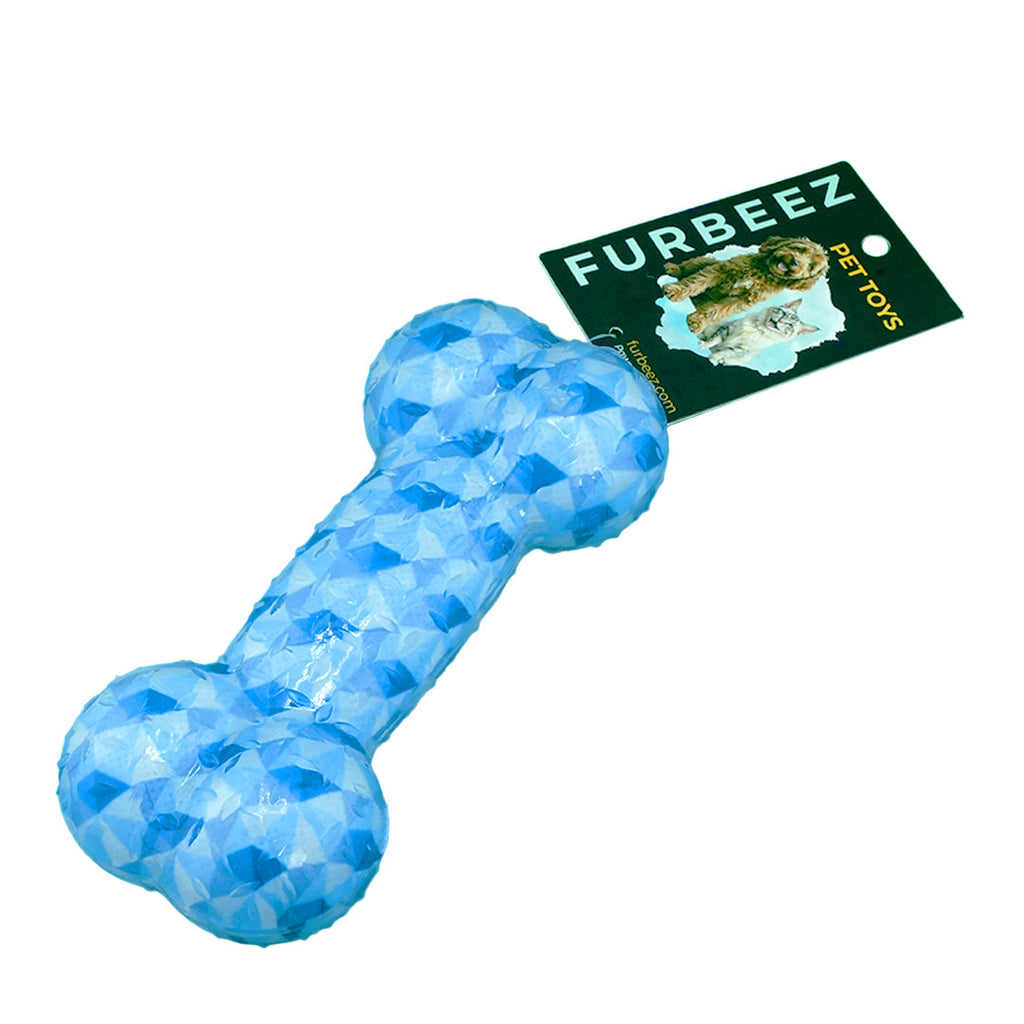 Furbeez Dog Toy : Blue Squeaky Bone toy Furbeez